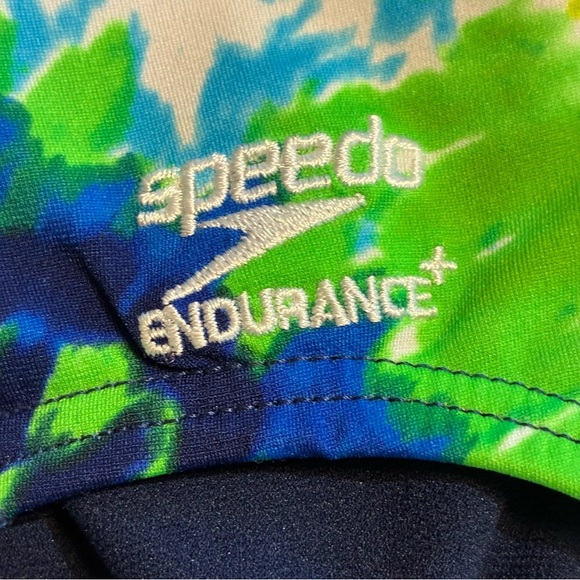 Speedo Endurance+ Flyback 1-Piece Women’s Swimsuit Blue Green Tie Dye 8/34 - Picture 2 of 7